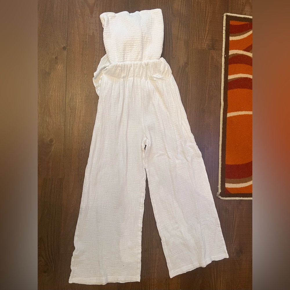White Strapless Jumpsuit